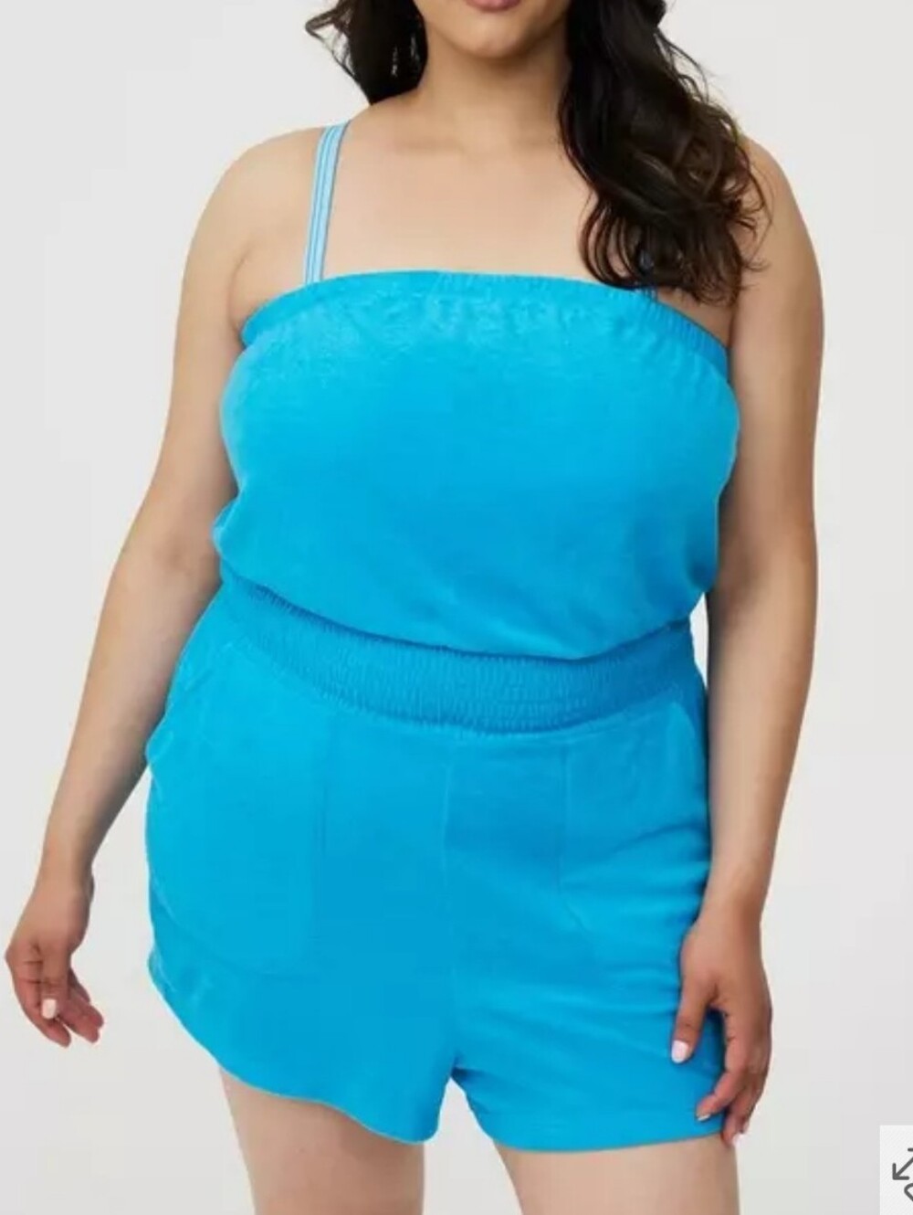 🆕️🦋 TORRID STRAPLESS BLUE TERRY CLOTH ROMPER/ SWIM COVER UP🦋